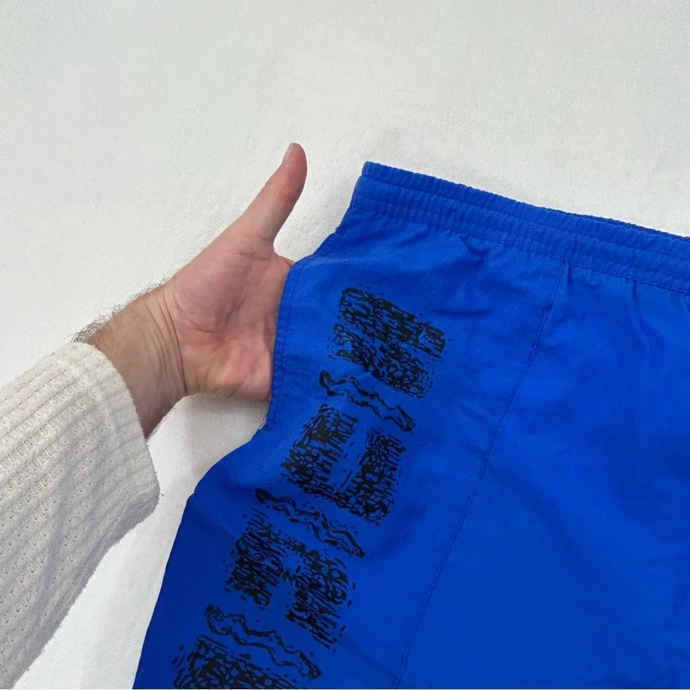 Vintage 90s Surf Gear Blue & Mint Green Swim Trunks Board Shorts Mens XL 36/38